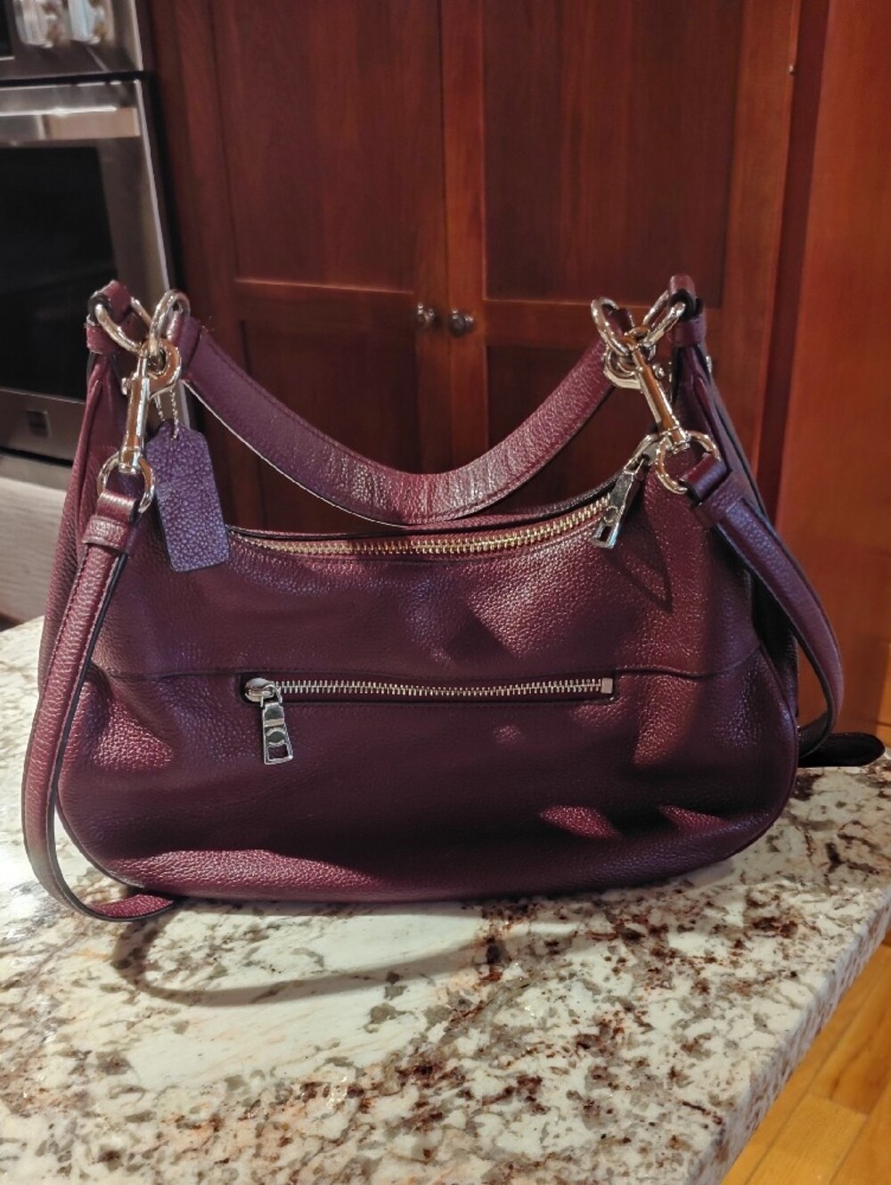 Coach Pebbled Leather Shoulder Bag in Wine - Picture 2 of 3